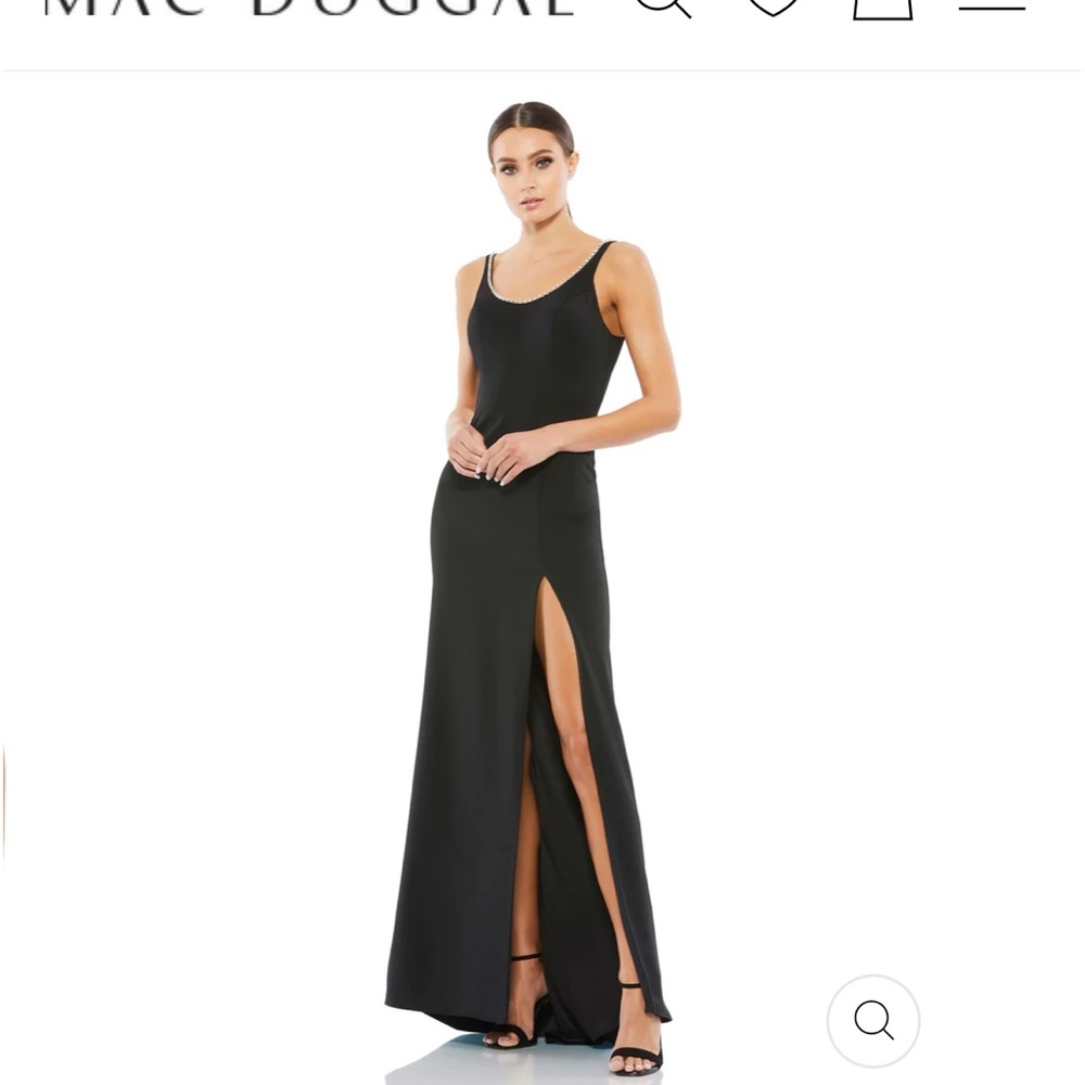 Mac Duggal sleeveless scoop crystal neckline column gown